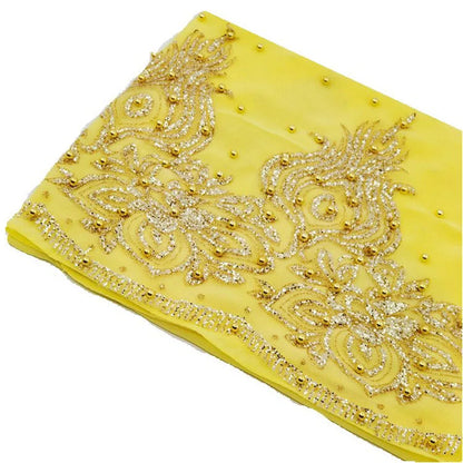 Chiffon hijab med guldglitter och pärlor