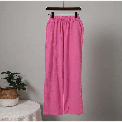 Muslimskt 2-delars Set för Kvinnor – Blus & Vida Byxor i Bomull/Linne