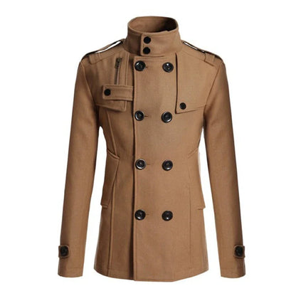 Herr lång vinterrock – elegant ullrock med knappar & klassisk design