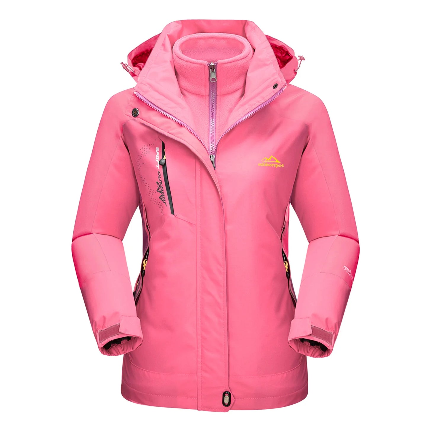 KEFITEVD 3 in1 Women's Winter Ski Jackets Fleece Warm Thermal Snow Waterproof Jacket Hiking Clothing Outdoor Windbreaker Coats
