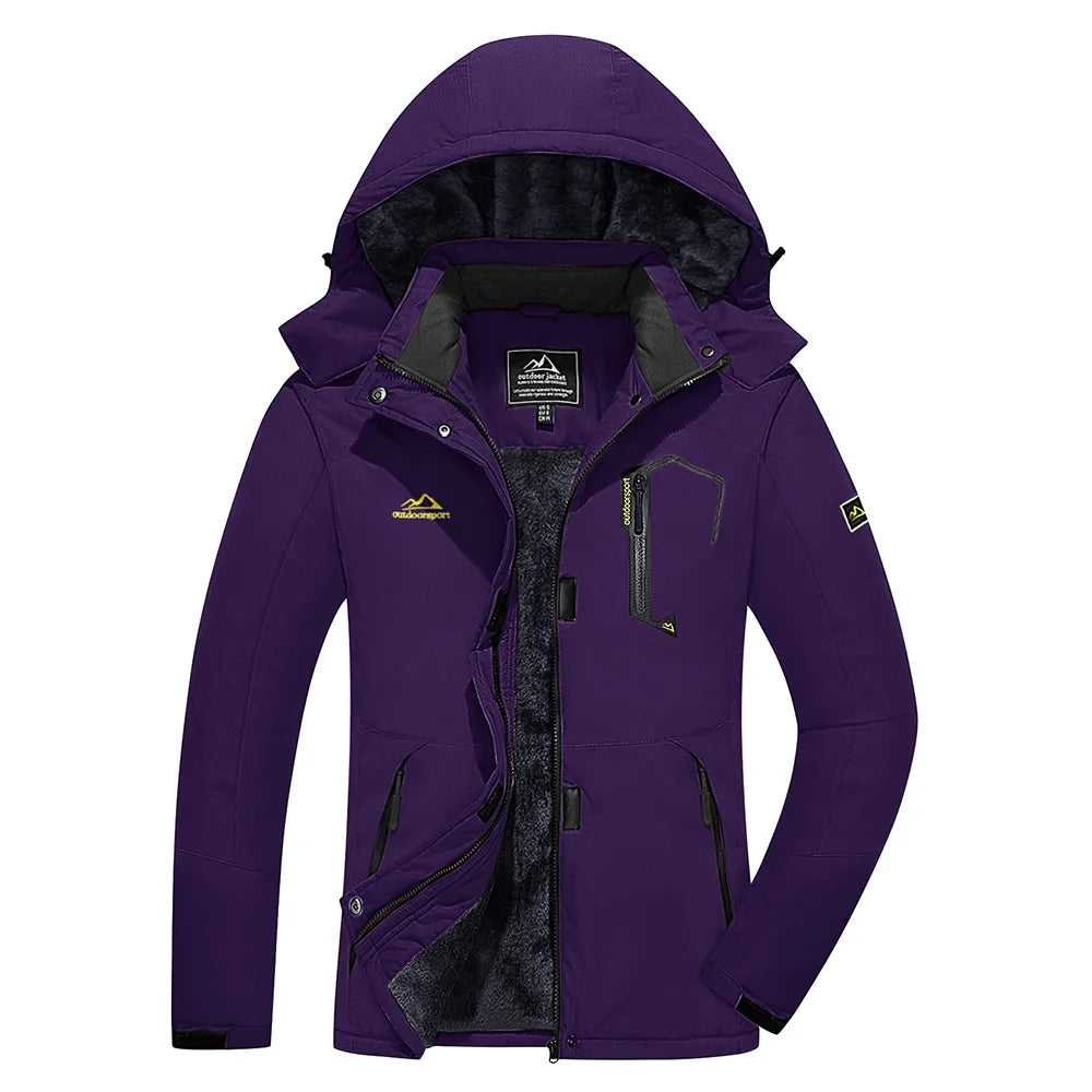 KEFITEVD™ Dam Termisk, Vattentät & Vindtät - Vinterjacka med Fleece för Outdoor, Äventyr & Vardag