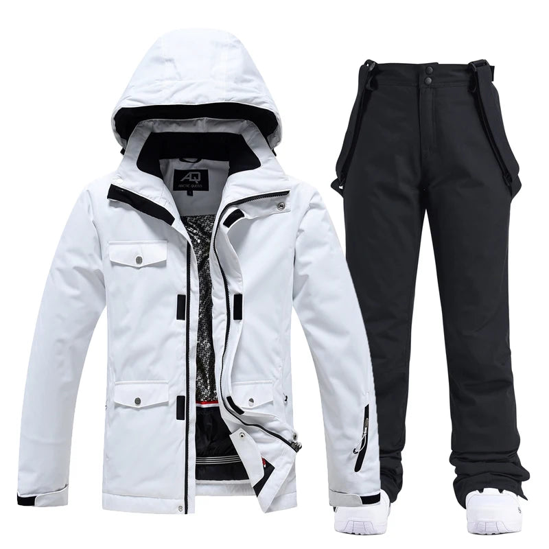 -35, Men and Women Snow Wear, Clothing for Snowboarding, Snow Ski Jacket and Pant Set, Snowboarding Clothing, Pure Color, Unsex