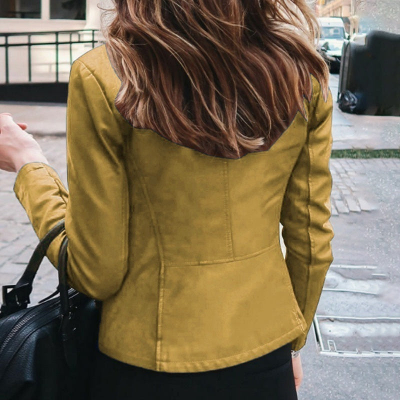 Damjacka i PU-läder – slim fit biker