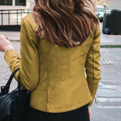 Damjacka i PU-läder – slim fit biker