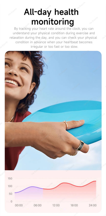 Smart Ring Display Screen Touch Health Monitor Gesture Swipe Video/Brush Tiktok 5ATM Waterproof Multi Sports Smartring Men Women