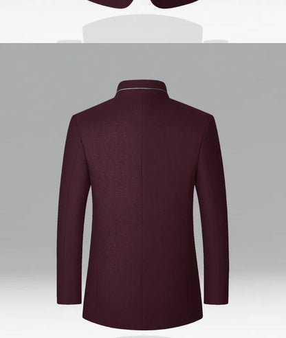 TFETTERS 2025 Herrjacka – Vinterkappa med kinesisk ståkrage | Elegant & Varm Ullkappa för Män