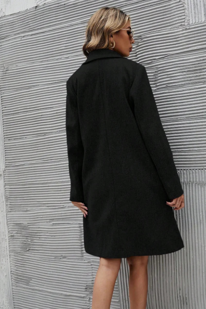 Damkappa i ull – tunn lång höst/vinterkappa, koreansk stil