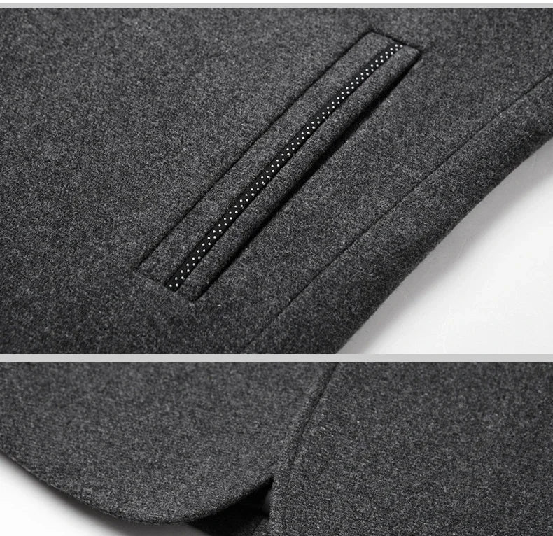 TFETTERS 2025 Herrjacka – Vinterkappa med kinesisk ståkrage | Elegant & Varm Ullkappa för Män