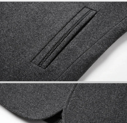 TFETTERS 2025 Herrjacka – Vinterkappa med kinesisk ståkrage | Elegant & Varm Ullkappa för Män