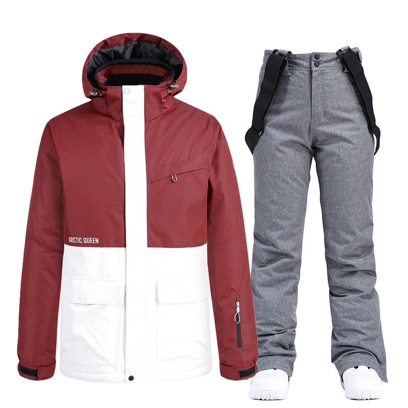 Men and Women Fashion Snow Suit, Winter Clothes Ski, Snow Ski Jacket and Pant Sets, Snowboarding Clothing, Unsex, -30 Warm
