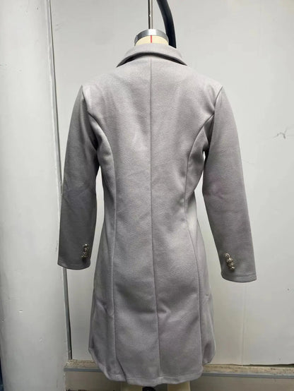 Damkappa i ull – lång trenchcoat, höst/vinter