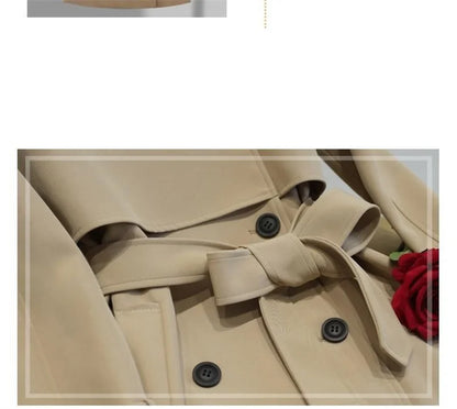 Dam trenchcoat – Lång dubbelknäppt kappa med bälte