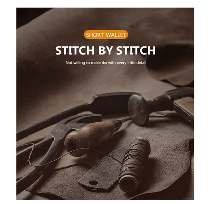 Men's leather short wallet thin wallet foldable minimalist soft leather wallet