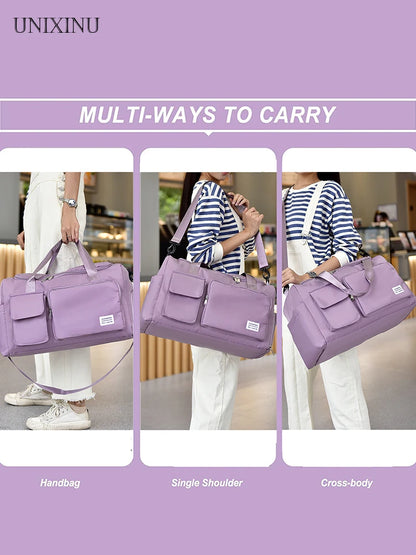 UNIXINU Carry On Travel Bag Large Capacity Weekender Overnight Duffle Bags with Shoe Compartment Sports Fitness Bags for Women