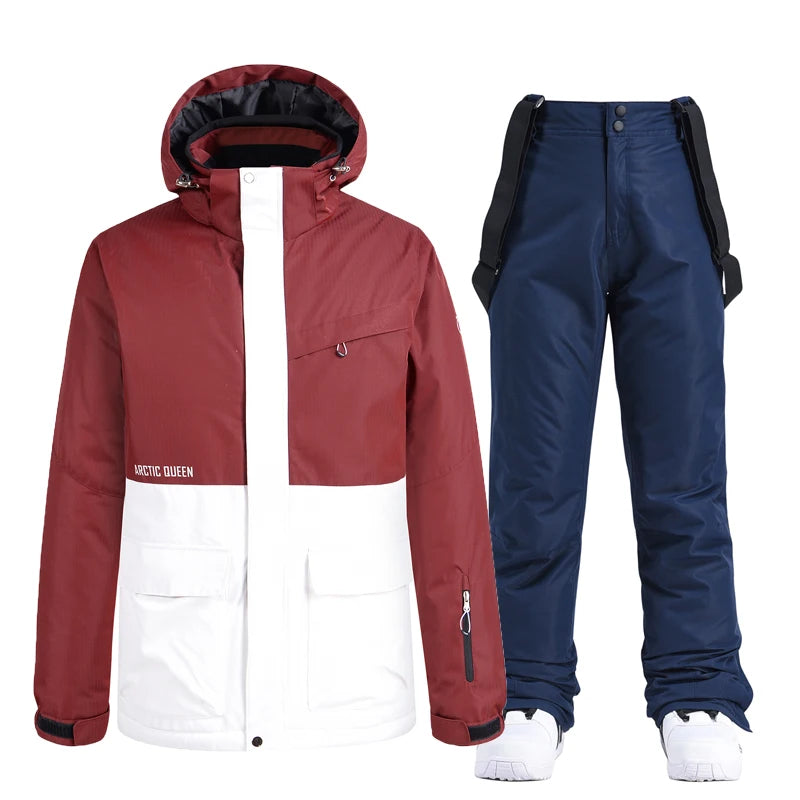 Men and Women Fashion Snow Suit, Winter Clothes Ski, Snow Ski Jacket and Pant Sets, Snowboarding Clothing, Unsex, -30 Warm