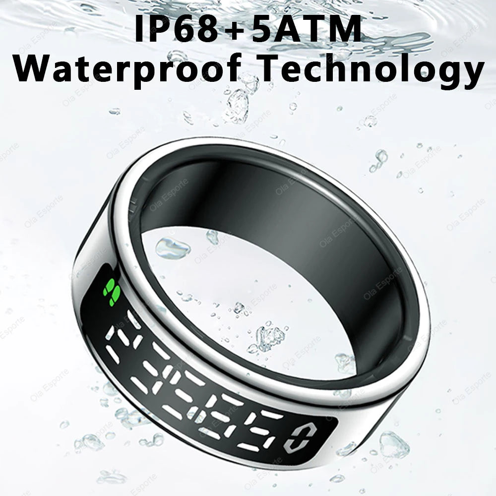 Smart Ring Display Screen Touch Health Monitor Gesture Swipe Video/Brush Tiktok 5ATM Waterproof Multi Sports Smartring Men Women