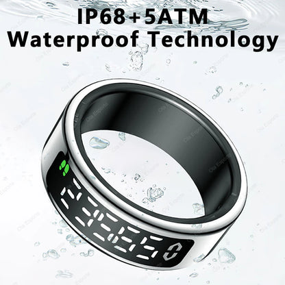 Smart Ring Display Screen Touch Health Monitor Gesture Swipe Video/Brush Tiktok 5ATM Waterproof Multi Sports Smartring Men Women