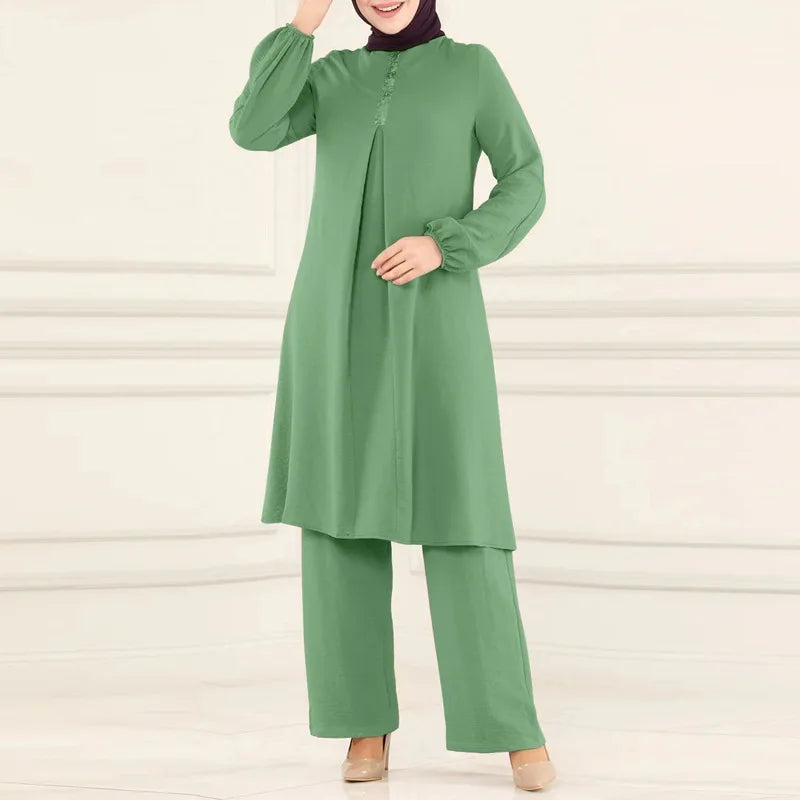Elegant 2-delat Muslim Dress Set – Blus & Vida Byxor