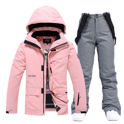-35, Men and Women Snow Wear, Clothing for Snowboarding, Snow Ski Jacket and Pant Set, Snowboarding Clothing, Pure Color, Unsex