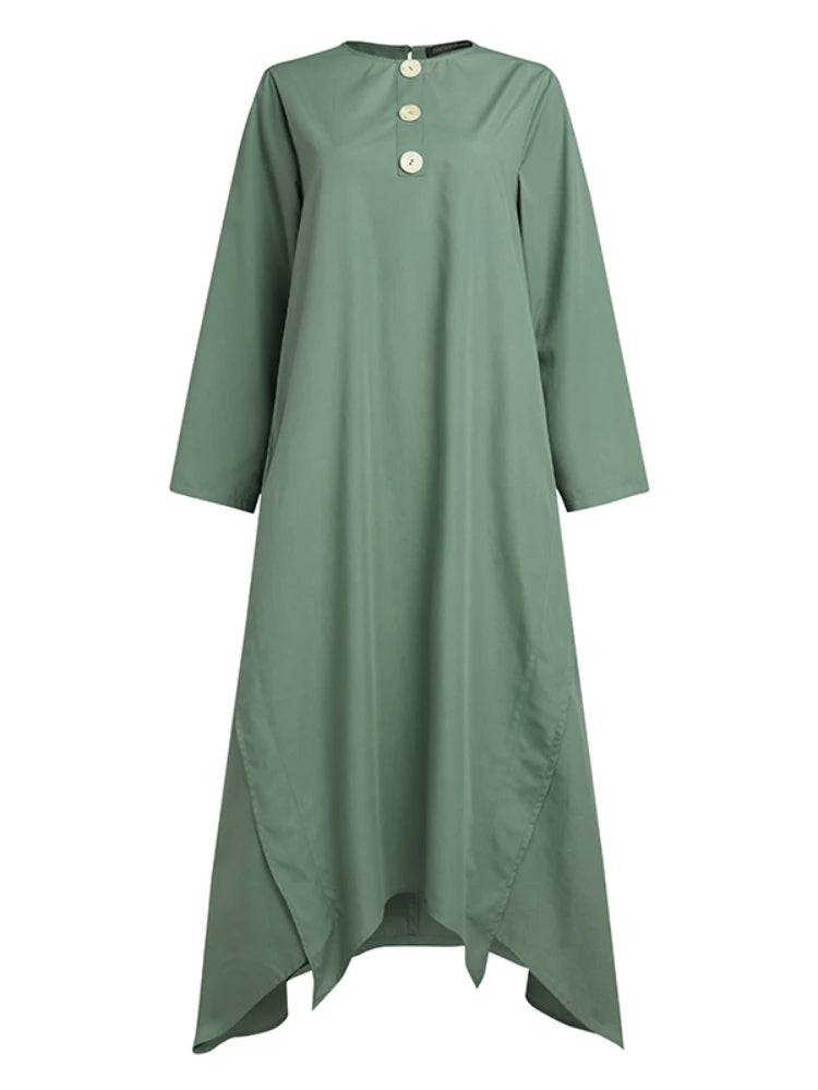 Vintage Muslimsk Klänning – Långärmad Abaya, Midi Klänning