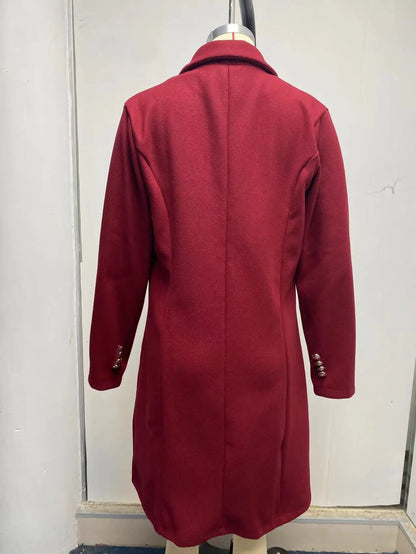 Damkappa i ull – lång trenchcoat, höst/vinter