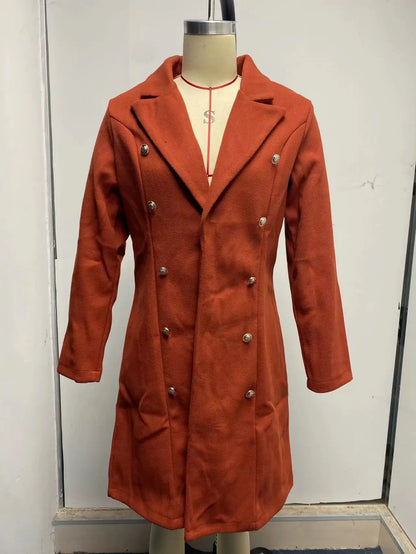 Damkappa i ull – lång trenchcoat, höst/vinter