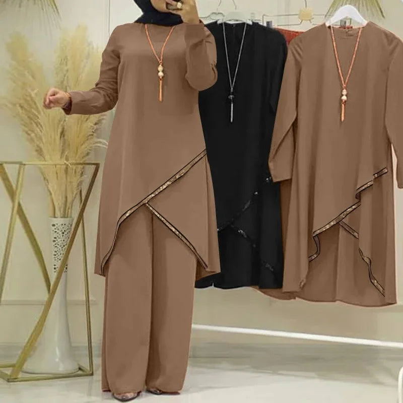 Muslimskt 2-delars Set – Blus & Vida Byxor Eid/Ramadan