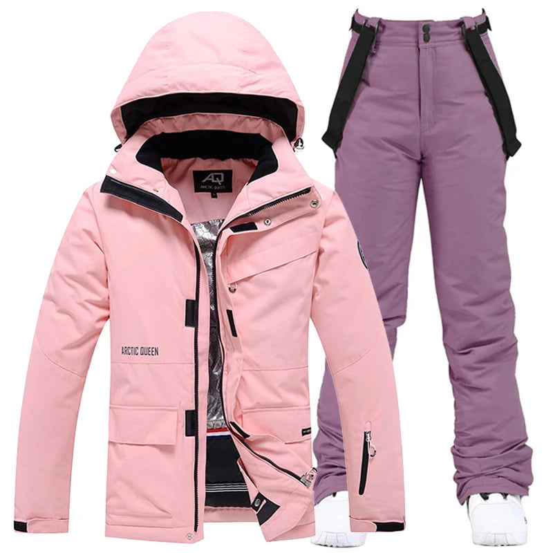 -35, Men and Women Snow Wear, Clothing for Snowboarding, Snow Ski Jacket and Pant Set, Snowboarding Clothing, Pure Color, Unsex