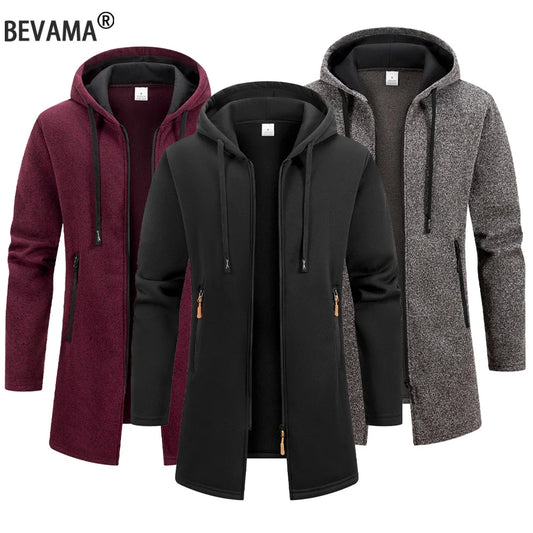 New Streetwear Men's Long Sleeve Sweatshirts for Men Zipper Hooded Oversize Winter Warm Jacket Coat Outdoor Tracksuit Men