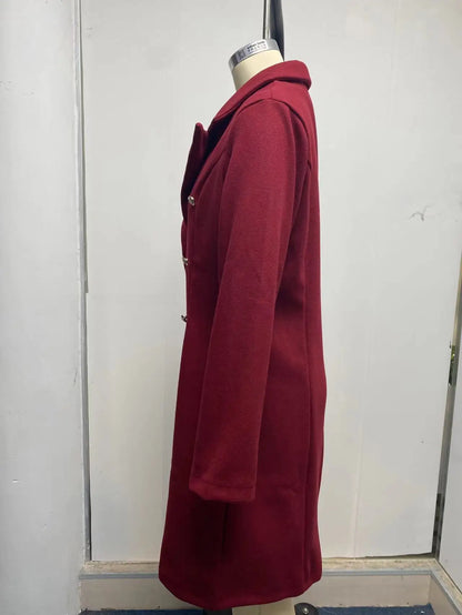 Damkappa i ull – lång trenchcoat, höst/vinter