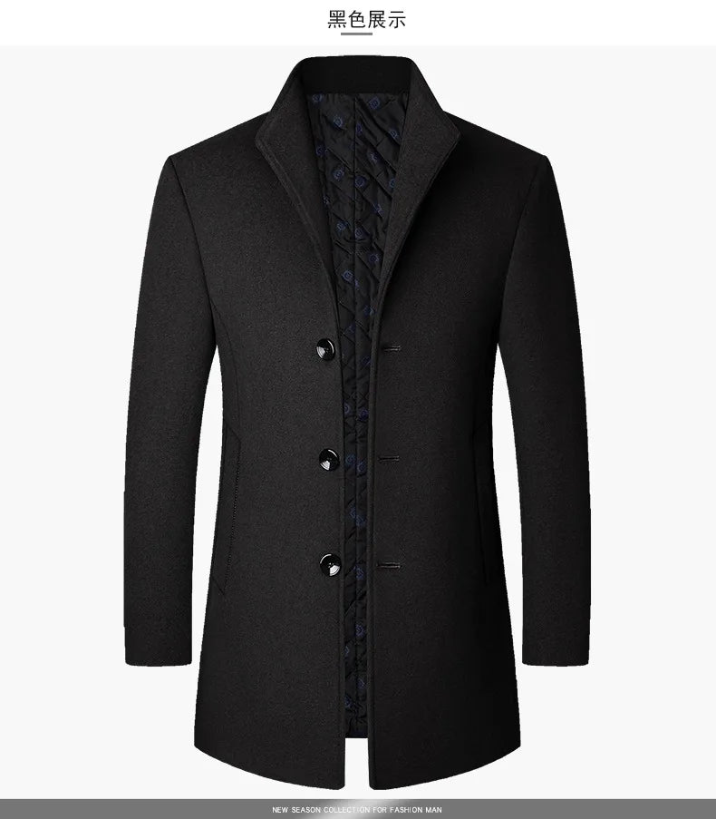 Herrrock i Ull & Cashmere – Elegant Vinterkappa för Affär & Vardag (upp till 3XL)