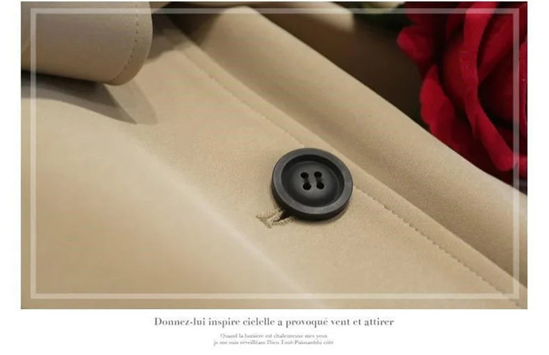 Dam trenchcoat – Lång dubbelknäppt kappa med bälte