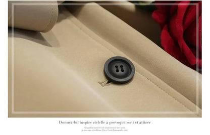 Dam trenchcoat – Lång dubbelknäppt kappa med bälte