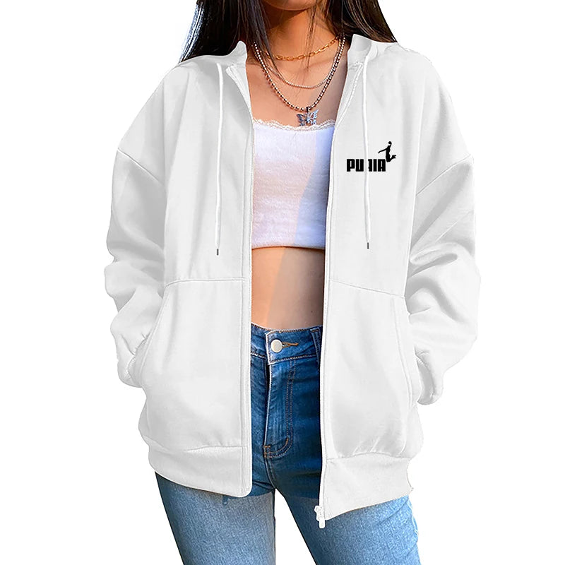 Dam träningsoverall – 2-delad hoodie & byxor med tryck