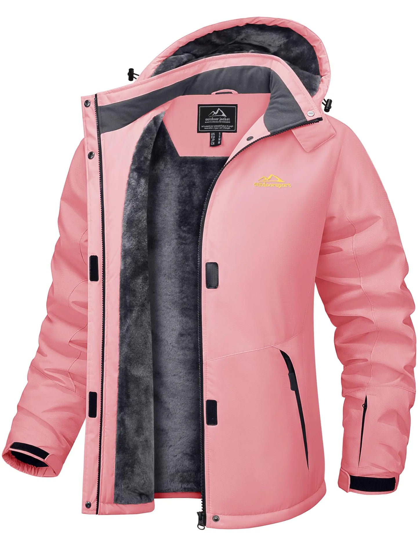 TACVASEN Winter Fleece Lined Hooded Parka Jacket Womens Ski Snowboard Warm Coats Waterproof 5 Zipper Pockets Windbreaker Outwear