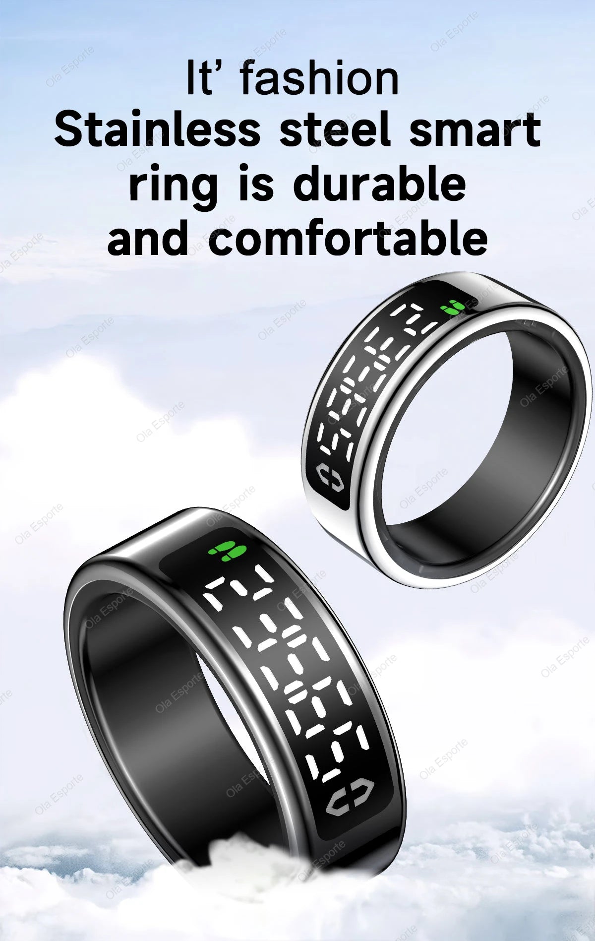 Smart Ring Display Screen Touch Health Monitor Gesture Swipe Video/Brush Tiktok 5ATM Waterproof Multi Sports Smartring Men Women