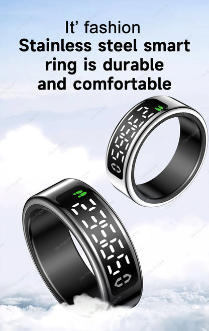 Smart Ring Display Screen Touch Health Monitor Gesture Swipe Video/Brush Tiktok 5ATM Waterproof Multi Sports Smartring Men Women