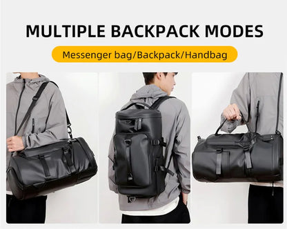 Gym Travel Backpack Versatile Faux Leather Bag for Men & Women Casual Outdoor Sports Shoulder Bags Fitness Weekender Duffel