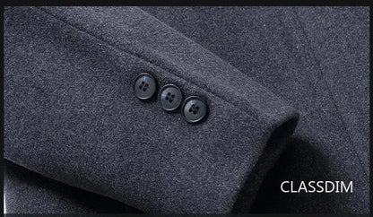 New Winter Men Business Casual Woolen Blends Fur Collar Male Cashmere Trench Coats High Quality Overcoats Warm Jackets Size 3XL