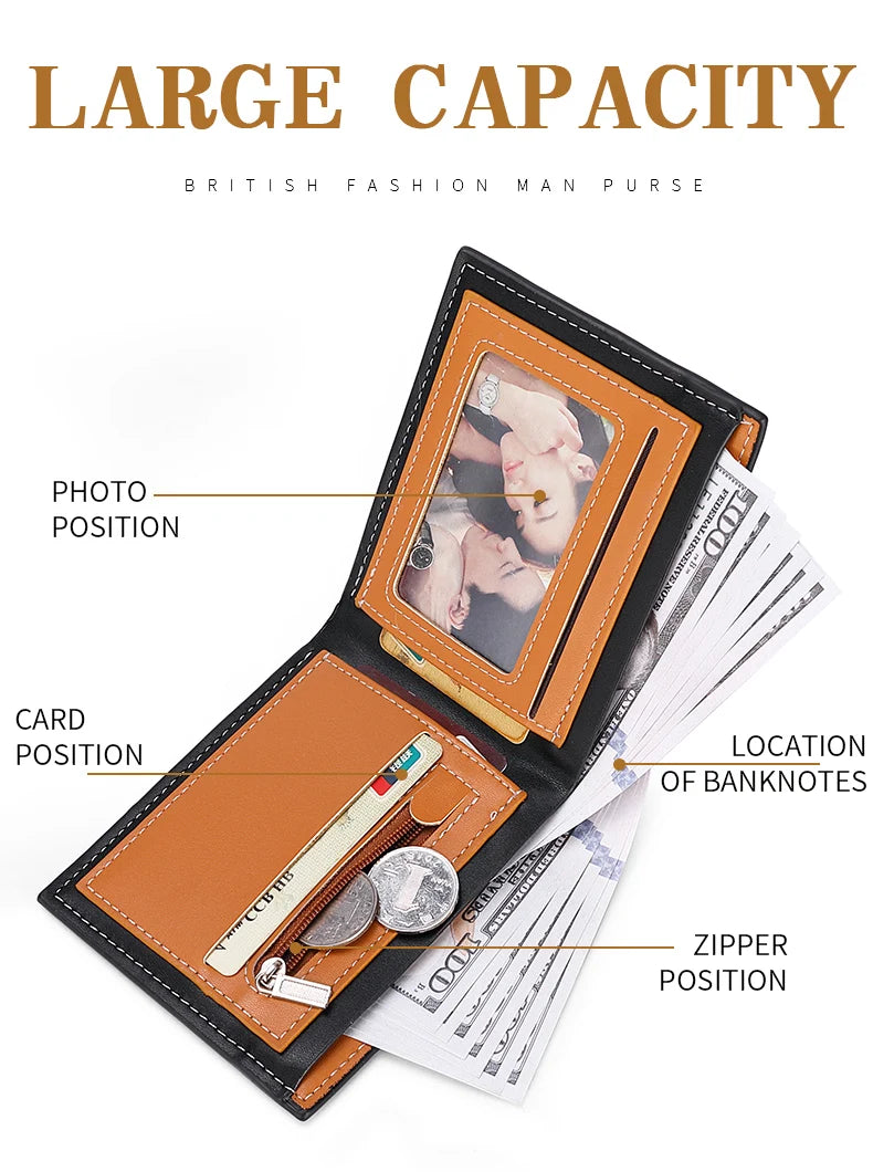 New Carbon Fiber Short Wallet Men's Card Bag Integrated Zipper Change Bag Holder