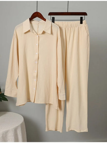 Muslimskt 2-delars Set för Kvinnor – Blus & Vida Byxor i Bomull/Linne