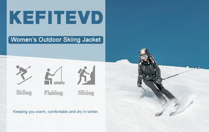 KEFITEVD™ Dam Termisk, Vattentät & Vindtät - Vinterjacka med Fleece för Outdoor, Äventyr & Vardag