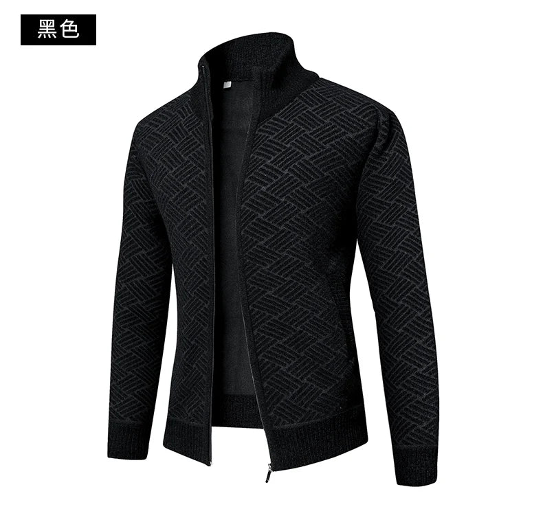 Top Quality Thick Velvet Zip Up New Brand Fashion Knit Cardigan Korean Sweater Casual Japanese Coats Jacket Mens Clothes 2025