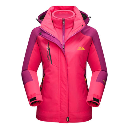 KEFITEVD 3 in1 Women's Winter Ski Jackets Fleece Warm Thermal Snow Waterproof Jacket Hiking Clothing Outdoor Windbreaker Coats