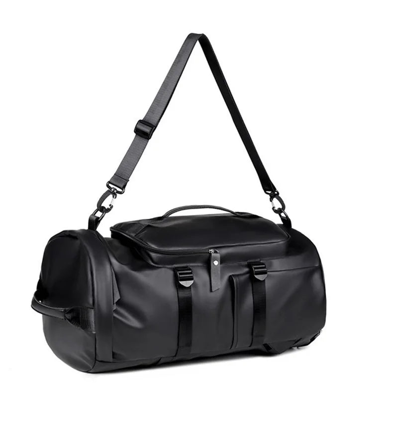 Gym Travel Backpack Versatile Faux Leather Bag for Men & Women Casual Outdoor Sports Shoulder Bags Fitness Weekender Duffel