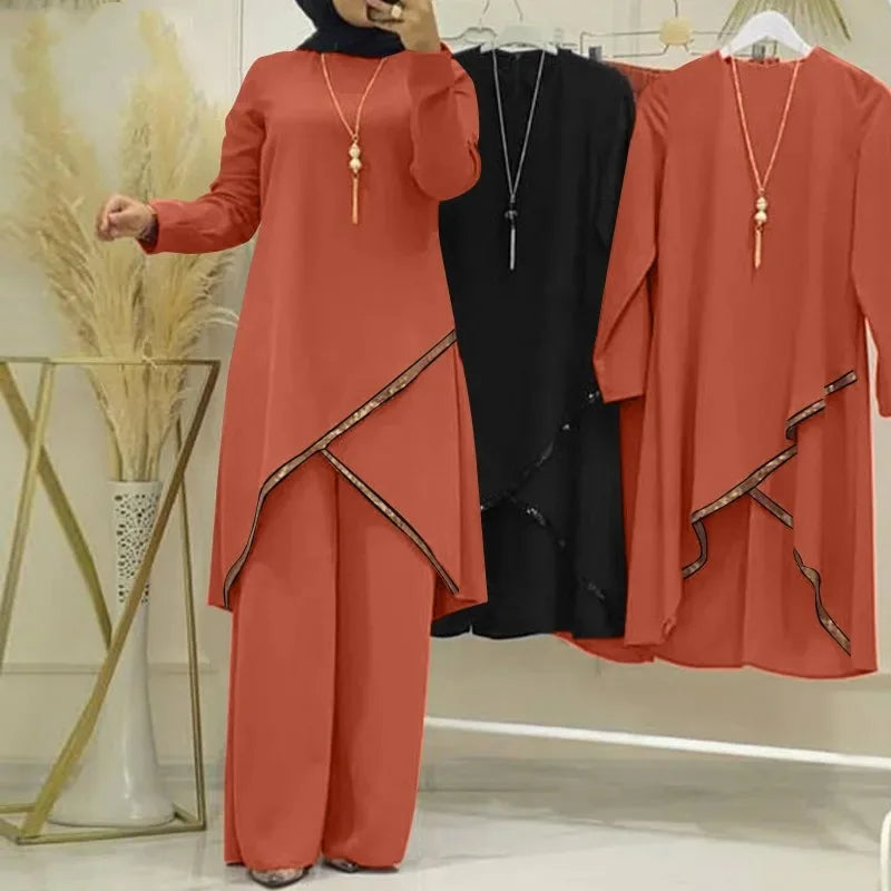 Muslimskt 2-delars Set – Blus & Vida Byxor Eid/Ramadan