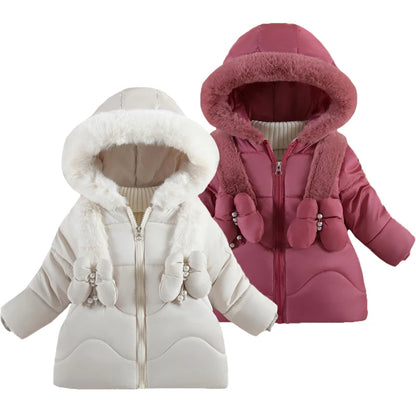 Vinterjacka för Flickor 1–4 år – Hooded Down Jacket med Fjärilsdetalj