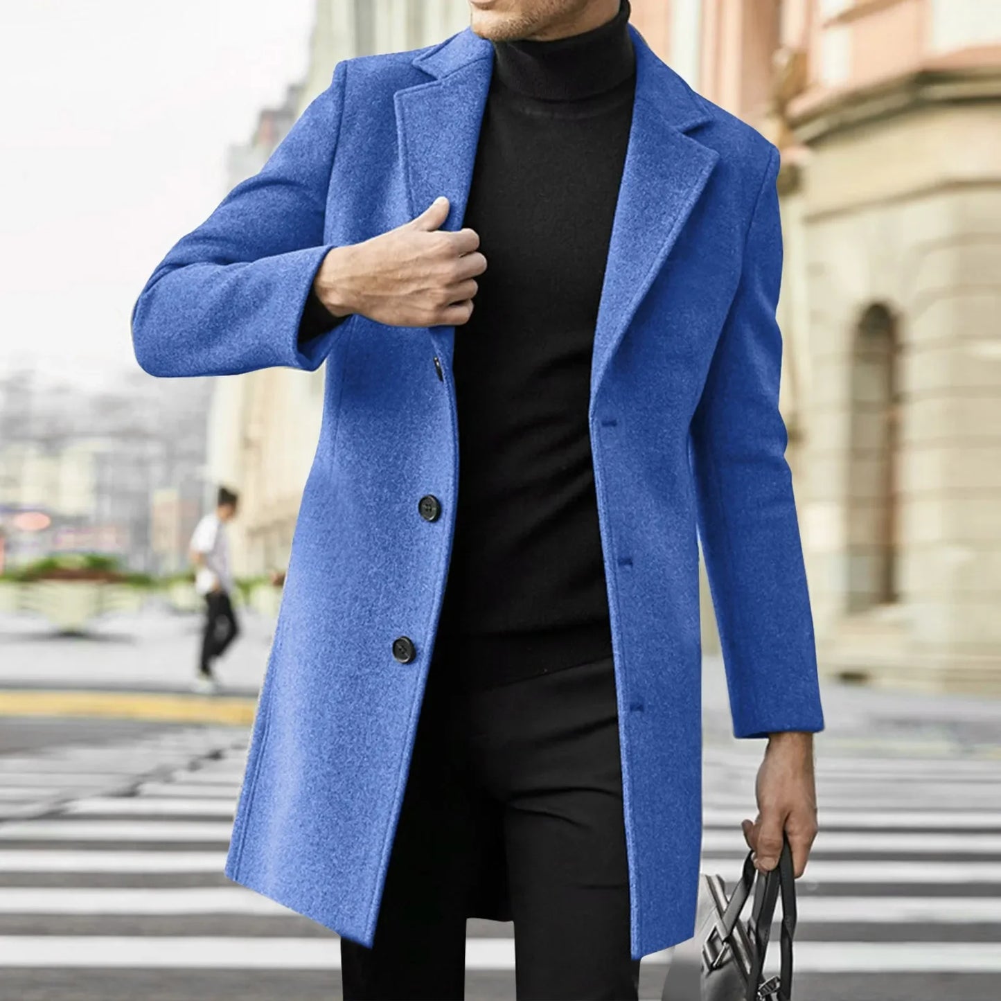 2025 Fashion Men Wool & Blends Mens Casual Business Trench Coat Mens Leisure Overcoat Male Punk Style Blends Dust Coats Jackets