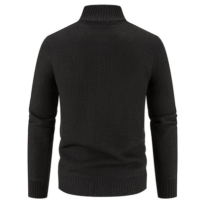 Men Coat Fleece Cardigan Stand Collar Breathable Thicken Warm Knittde Sweater Men Winter Casual Contrast Colors Patchwork Jacket