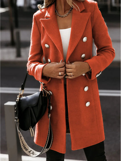 Damkappa i ull – lång trenchcoat, höst/vinter